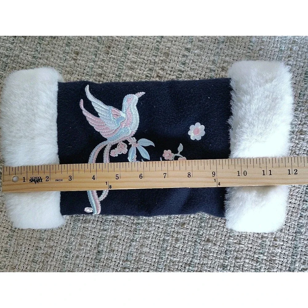 Hanfu Costume Warm Hand Cuff Womens Sleeve Winter Fur Sleeve Embroidery Bird